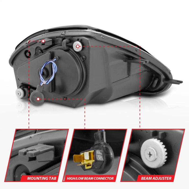 ANZO 121332 2000-2005 Mitsubishi Eclipse Projector Headlights w/ Halo Black