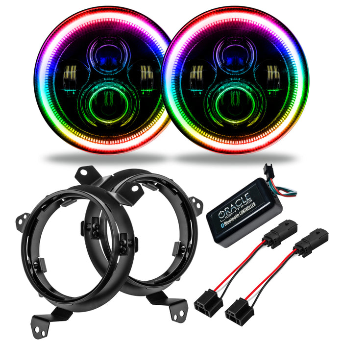 ORACLE Lighting 5769J-332 Oracle Jeep Wrangler JL/Gladiator JT 7in. High Powered LED Headlights (Pair) - Dynamic