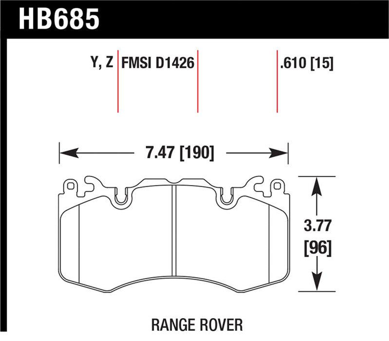 Hawk Performance HB685Y.610 Hawk 10-11 Range Rover/Range Rover Sport Supercharged LTS Front Brake Pads