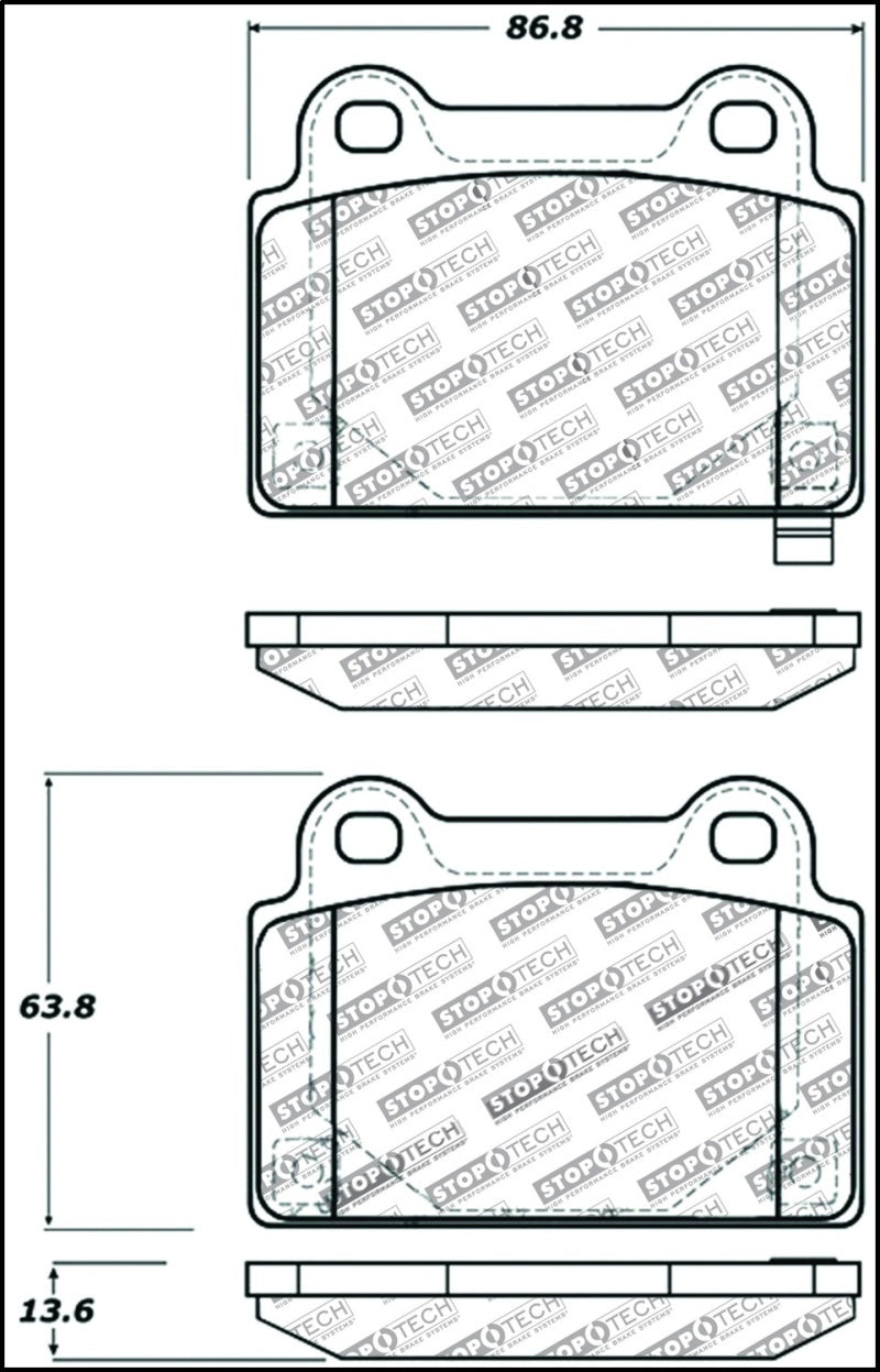 Stoptech 309.13680 StopTech Performance 08+ Mitsubishi Evolution X Rear Brake Pads