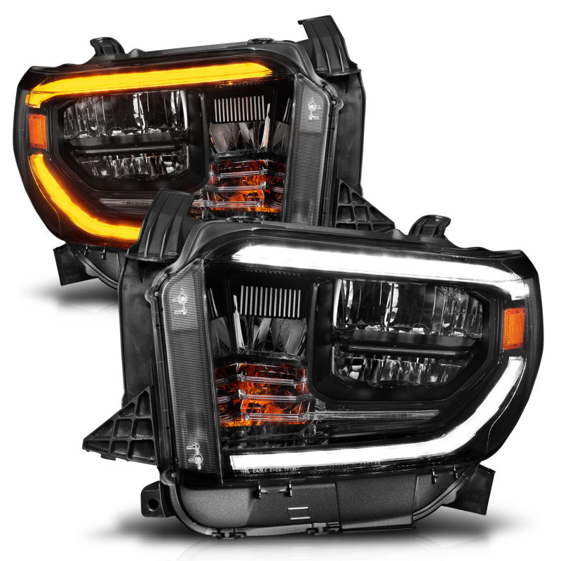 ANZO 111533 14-21 Toyota Tundra (OE Halogen w/LED DRL) LED Crystal Headlights w/ Switchback & DRL - Blk