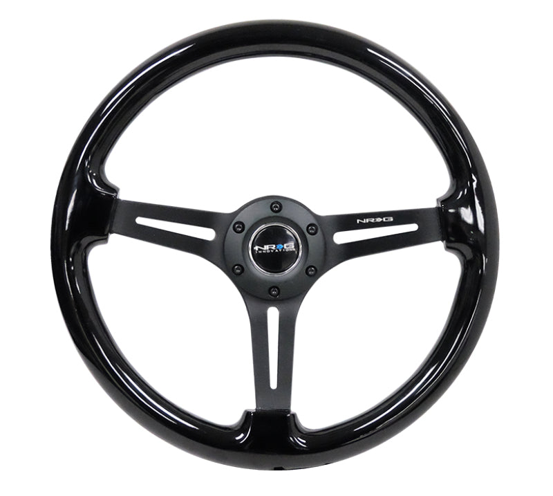 NRG RST-018BK-BK Reinforced Steering Wheel (350mm / 3in. Deep) Blk Wood w/Blk Matte Spoke/Black Center Mark