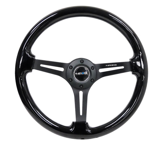NRG RST-018BK-BK Reinforced Steering Wheel (350mm / 3in. Deep) Blk Wood w/Blk Matte Spoke/Black Center Mark