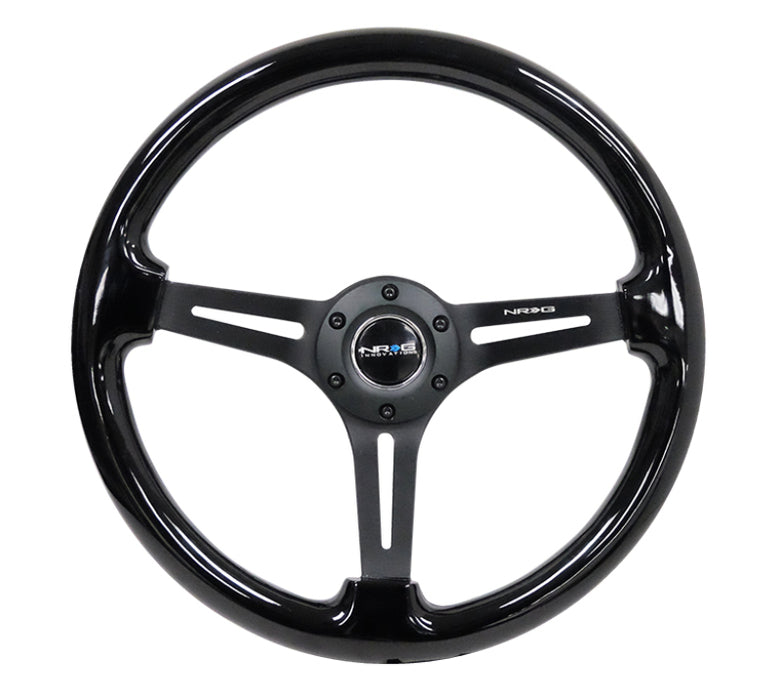 NRG RST-018BK-BK Reinforced Steering Wheel (350mm / 3in. Deep) Blk Wood w/Blk Matte Spoke/Black Center Mark