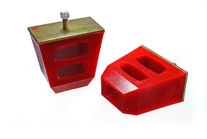 Energy Suspension 9.9104R Universal 4.5in Tall x 4.5in Long x 2.5in Wide Red Bump Stops (2 per set)