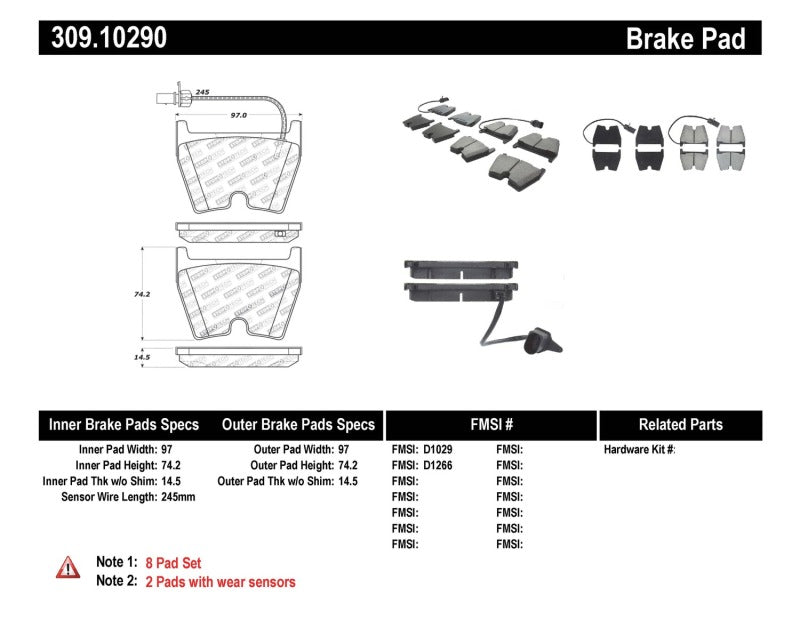 Stoptech 309.10290 StopTech Performance Brake Pads