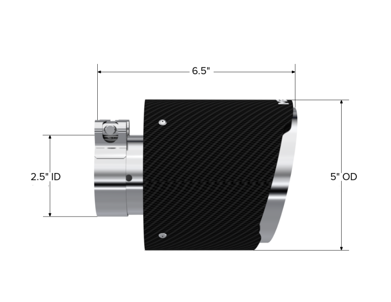 MBRP T5190CF Universal Carbon Fiber Tip 2.5in ID / 5in OD Out / 6.5in Length Angle Cut Dual Wall
