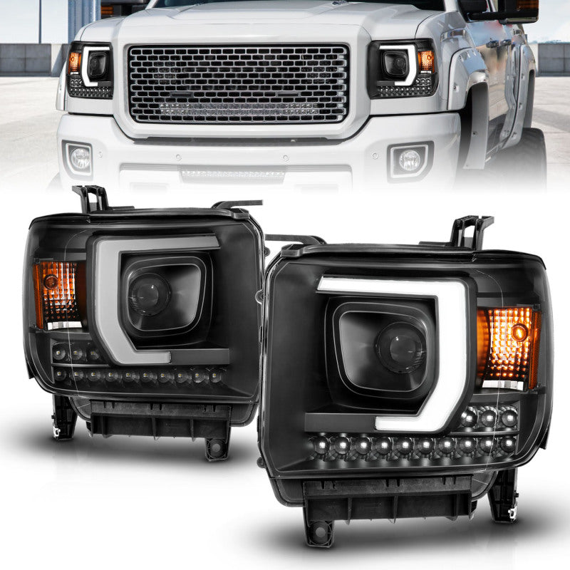 ANZO 111450 2014-2015 GMC Sierra 1500HD Projector Plank Style Headlight Black W/ Drl