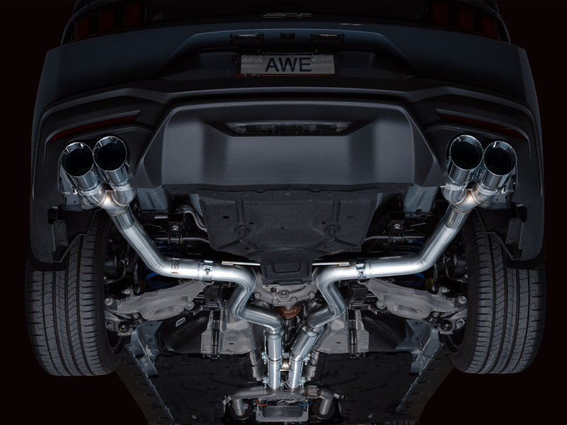 AWE Tuning 3020-42650 AWE 2024 Ford Mustang GT Fastback S650 RWD Track Edition Catback Exhaust w/ Quad Chrome Silver Tips
