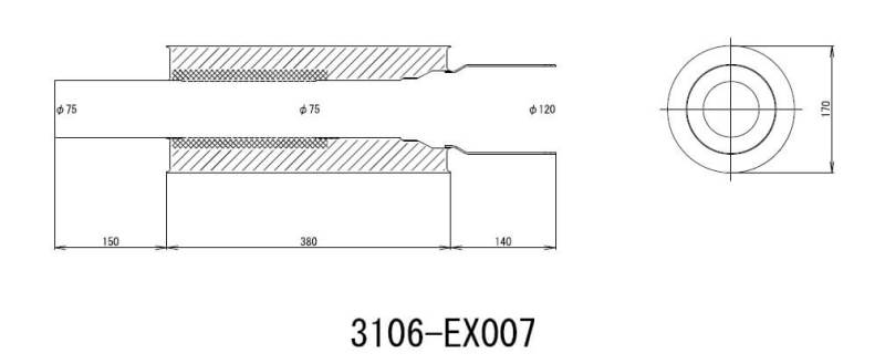 HKS 3106-EX007 Universal SS Hi-Power Muffler (120mm tip / 75mm piping) (SUS304 NO COATING)