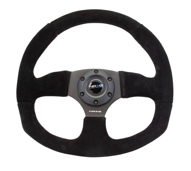 NRG RST-009S Reinforced Steering Wheel (320mm Horizontal / 330mm Vertical) Black Suede w/Black Stitching