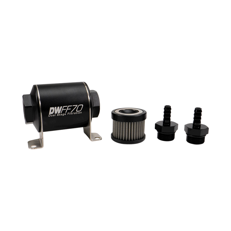 DeatschWerks 8-03-070-010K-516 Stainless Steel 5/16in 10 Micron Universal Inline Fuel Filter Housing Kit (70mm)