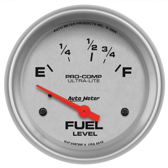 AutoMeter 4418 Gauge Fuel Level 2-5/8in. 16 Ohm(e) to 158 Ohm(f) Elec Ultra-Lite