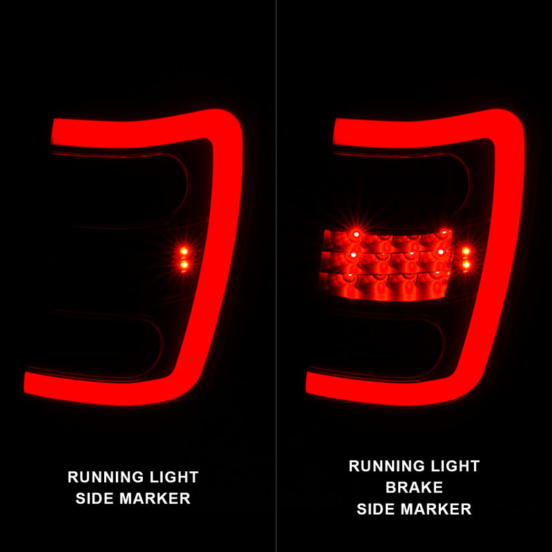 ANZO 311394 1999-2004 Jeep Grand Cherokee LED Tail Lights w/ Light Bar Black Housing Clear Lens