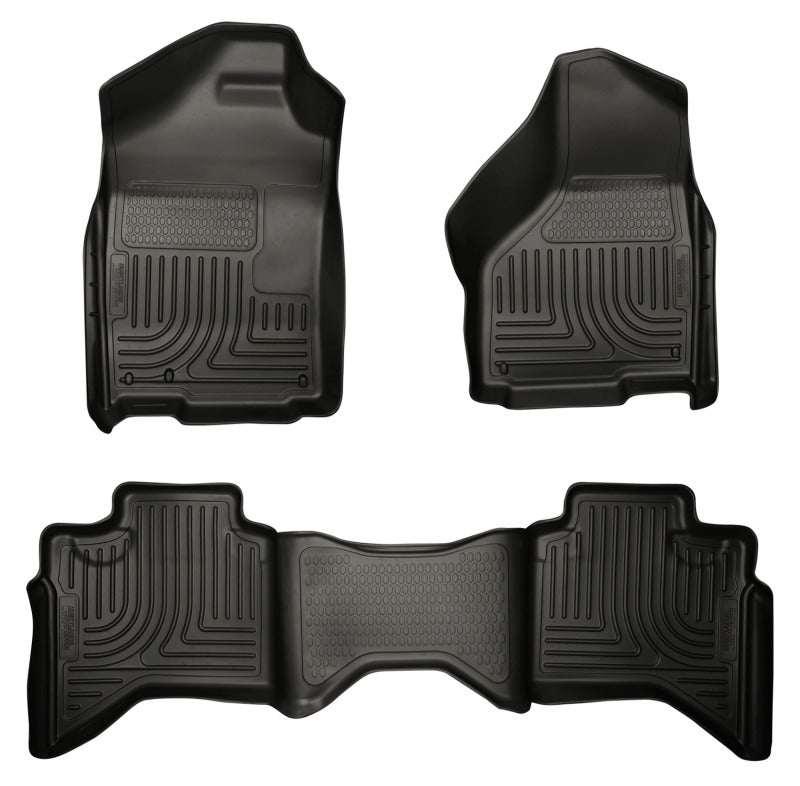 Husky Liners 99011 09-12 Dodge RAM 1500 Quad Cab WeatherBeater Black Front & Second Seat Floor Liner