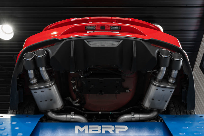 MBRP S72093CF 18-20 Ford Mustang GT 5.0 w/ Quad Tip Active Exhaust Cat Back Split Rear T304 w/ Carb Fib Tips