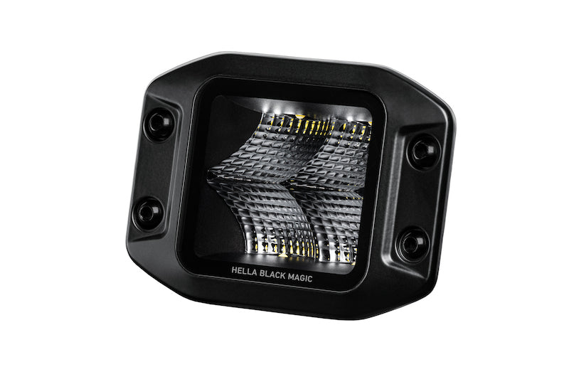 Hella 358176831 Universal Black Magic 3.2in L.E.D. Cube Kit - Flood Beam (Flush Mount)