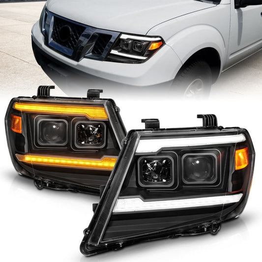 ANZO 111597 09-20 Nissan Frontier Black Projector Plank Style DRL w/ Switchback & Sequential LED DRL