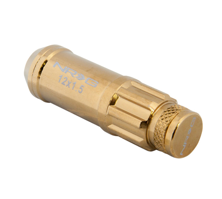 NRG LN-LS700CG-21 700 Series M12 X 1.5 Steel Lug Nut w/Dust Cap Cover Set 21 Pc w/Locks & Socket - Chrome Gold