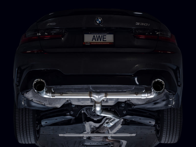 AWE Tuning 3020-32429 AWE 19-23 BMW 330i / 21-23 BMW 430i Base G2X Track Edition Axle Back Exhaust - Chrome Silver