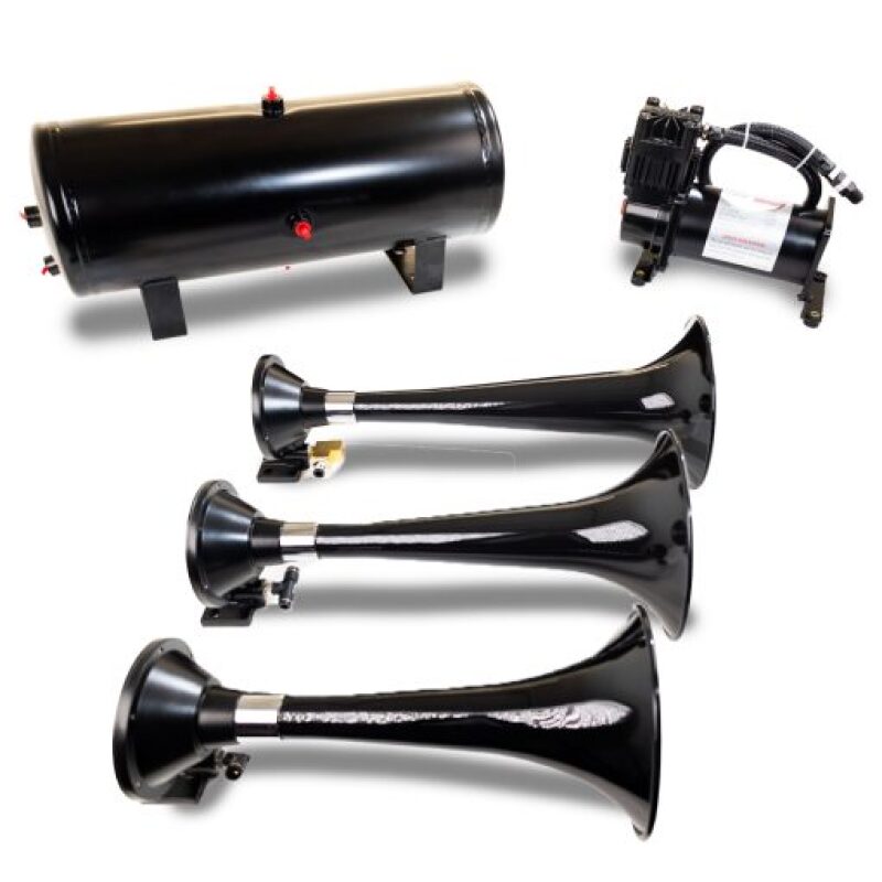Kleinn Air Horns HK7 Kleinn Triple Black Horn Kit w/150 PSI Waterproof 3.0 gal Air Tank