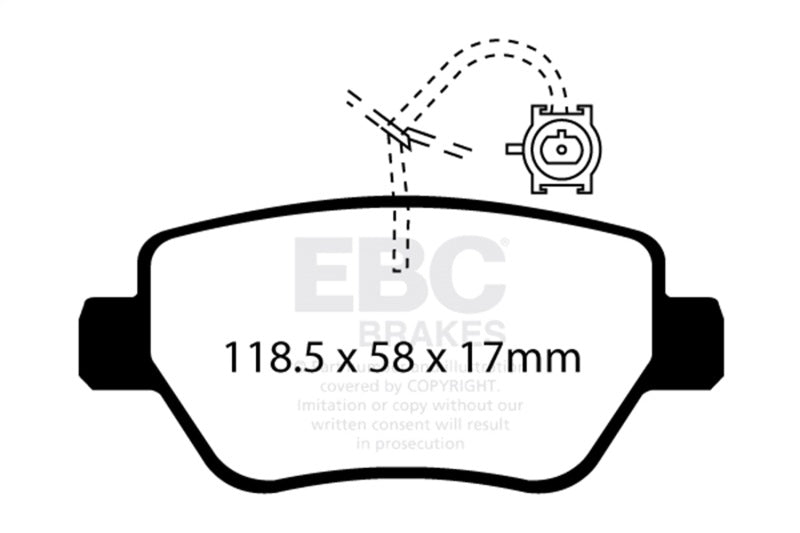 EBC DP32258C 2014-2016 Maserati Ghibli 3.0L Twin Turbo (330) Redstuff Rear Brake Pads