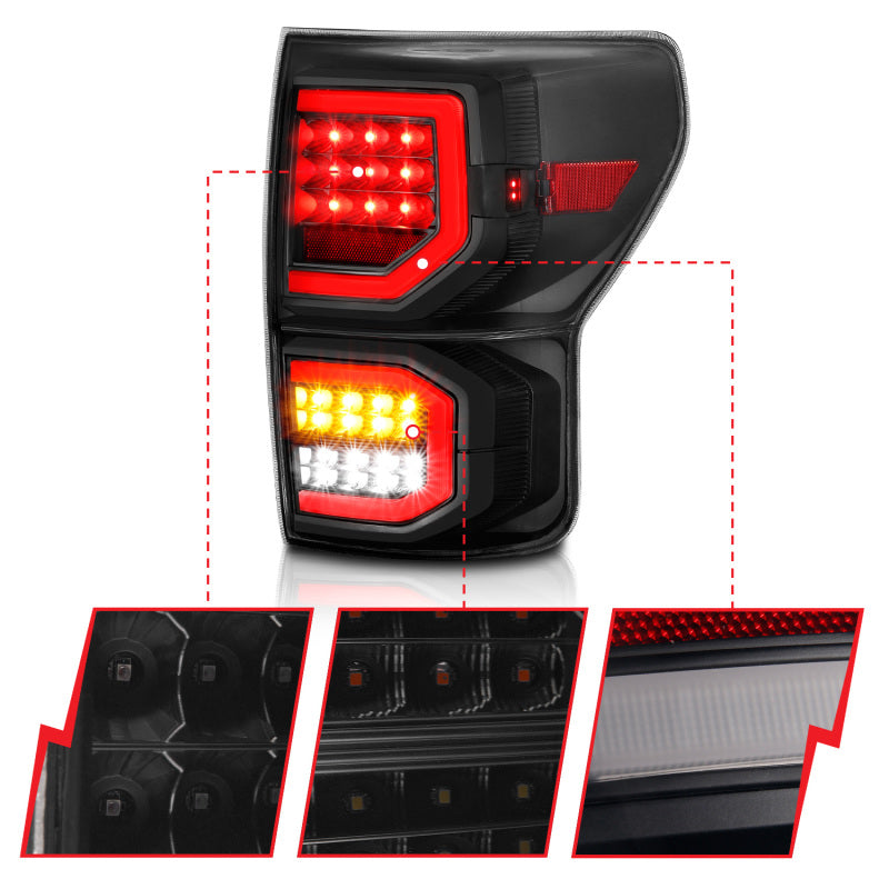 ANZO 311337 2007-2013 Toyota Tundra LED Taillights Plank Style Black w/Smoke Lens