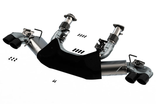 Borla 140839BC 2020 Chevrolet Corvette C8 6.2 ATAK 3in Exhaust System Dual Round Rolled A/C Black Chrome Tips
