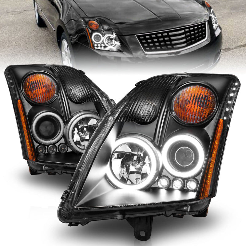 ANZO 121276 2007-2012 Nissan Sentra Projector Headlights Black