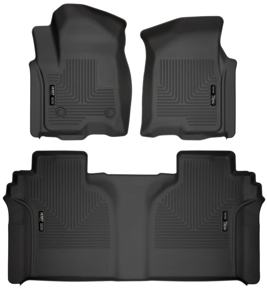 Husky Liners 94021 19-23 Chevrolet Silverado 1500 Crew Cab WeatherBeater Blk Front & 2nd Seat Floor Liners