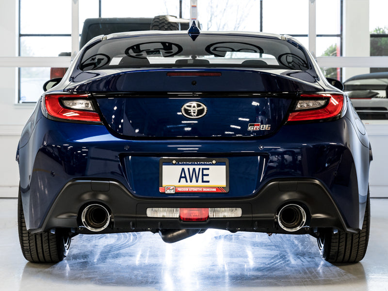 AWE Tuning 3020-32279 AWE Subaru BRZ/ Toyota GR86/ Toyota 86 Track Edition Cat-Back Exhaust- Chrome Silver Tips