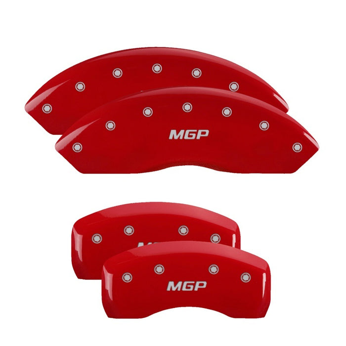 MGP 17205SMGPRD 4 Caliper Covers Engraved Front & Rear Red finish silver ch