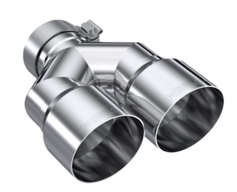 MBRP T5183 3in ID / Dual 4in OD Out Staggered L 9.37in / R 9.87in Single Wall T304 SS Univ Exhaust Tip