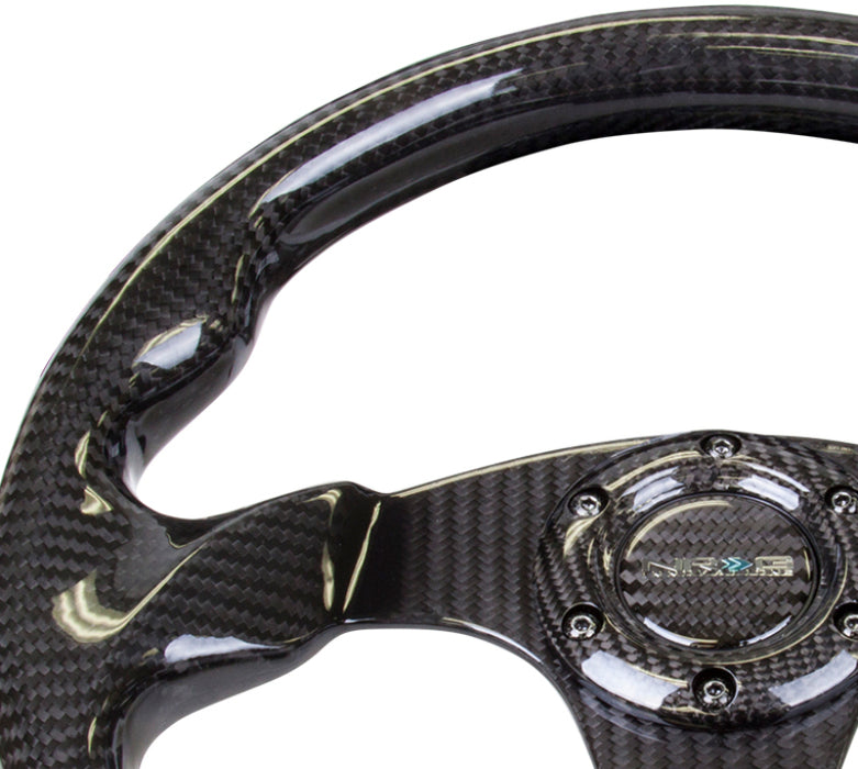 NRG ST-009CF/BK Carbon Fiber Steering Wheel (320mm) Flat Bottom w/Shiny Black Carbon