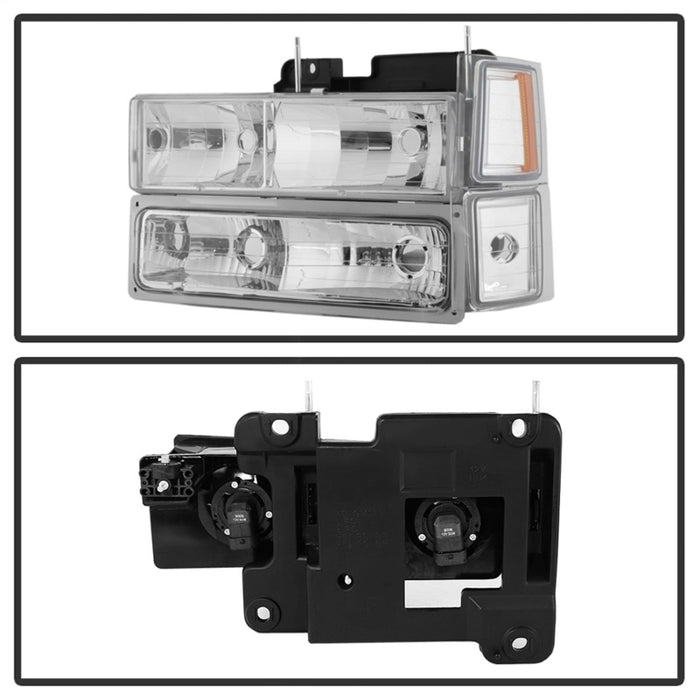 SPYDER 5069535 xTune Chevy Suburban 94-98 Headlights w/ Corner & Parking Lights 8pcs Chrome HD-JH-CCK88-AM-C-SET