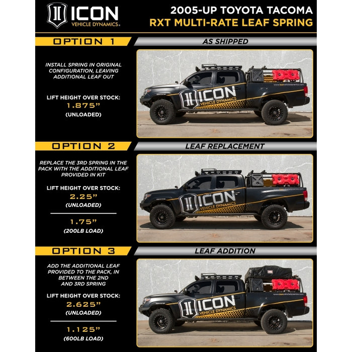 ICON K53009 05-15 Toyota Tacoma 0-3.5in/16-17 Toyota Tacoma 0-2.75in Stage 9 Suspension System w/Billet Uca