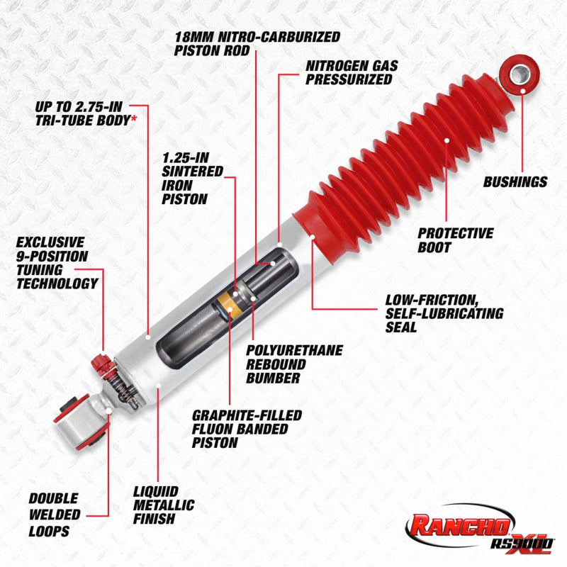 Rancho RS999328 07-17 Jeep Wrangler Rear RS9000XL Shock