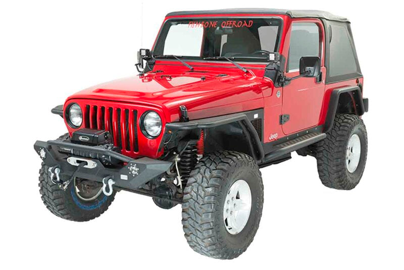 Fishbone Offroad FB22016 87-06 Jeep TJ/YJ Wrangler TJ/YJ Steel Front Bumper W/LEDs - Blk Textured Powercoat