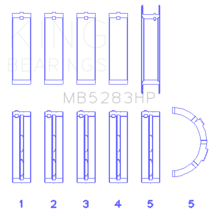 King Engine Bearings MB5283HP Performance Main Bearing Set - Size STD