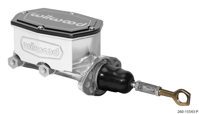 Wilwood 260-15543-P Compact Tandem Master Cylinder - 1.12in Bore - w/Pushrod - Fits Mustang (Ball Burnished)