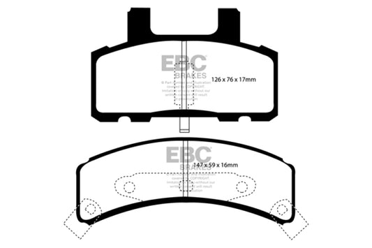 EBC DP41273R 97-99 Cadillac Deville 4.6 (Rear Drums) Yellowstuff Front Brake Pads