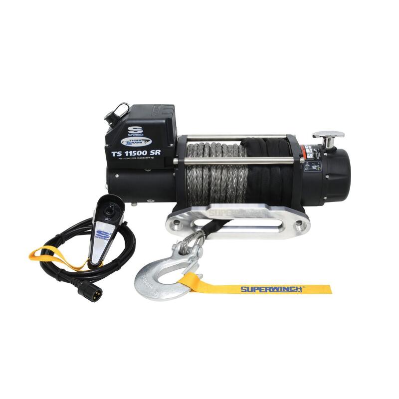 Superwinch 1511201 11500 LBS 12V DC 3/8in x 80ft Synthetic Rope Tiger Shark 11500 Winch