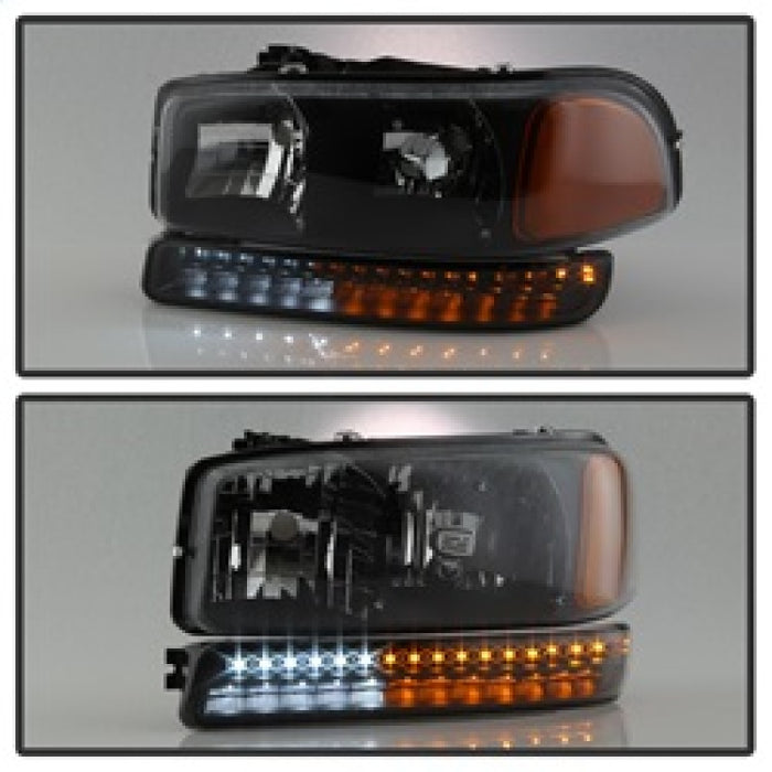 SPYDER 9037399 xTune GMC Sierra 99-06 /Yukon 00-06 Headlights & LED Bumper Lights - Black HD-JH-GS99-LED-SET-BK