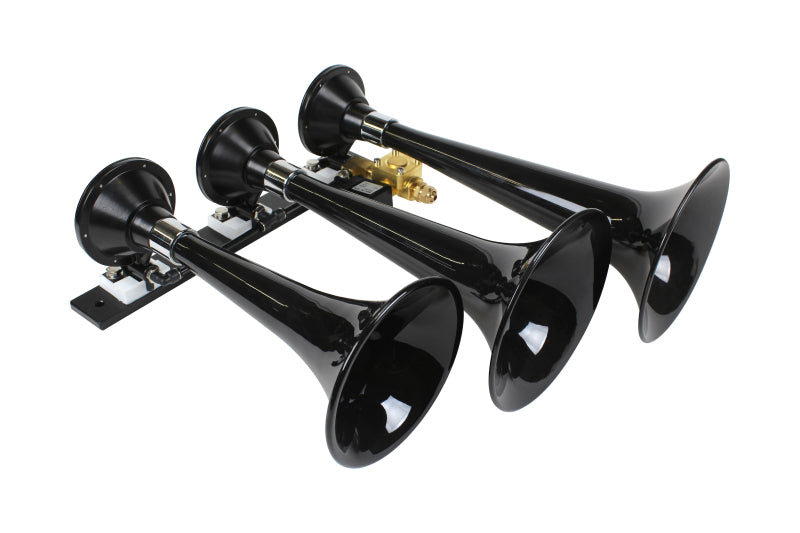 Kleinn Air Horns 230 Kleinn Black Triple Horn/ 15In/13In/11In - High Impact ABS Trumpet/ Zinc Alloy Base