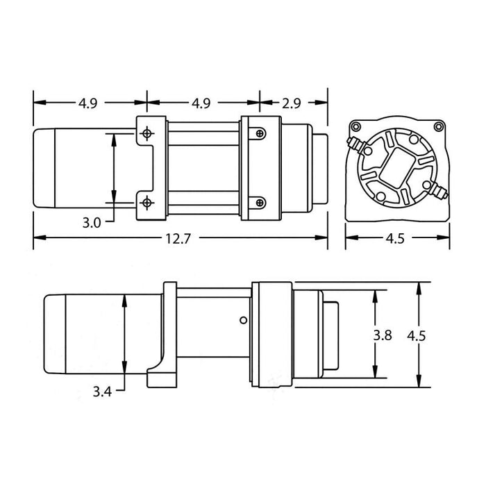 Superwinch 1135270 3500 LBS 12V DC 7/32in x 32ft Synthetic Rope Terra 3500SR Winch - Gray Wrinkle
