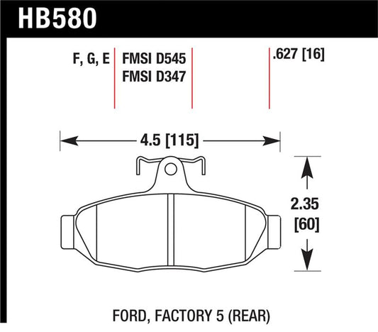 Hawk Performance HB580F.627 Hawk HPS Street Brake Pads