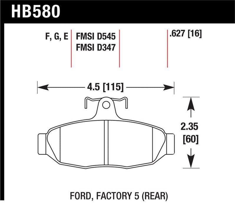 Hawk Performance HB580F.627 Hawk HPS Street Brake Pads