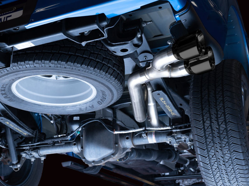 AWE Tuning 3015-23059 AWE 21+ Ford F150 Dual Side Exit Cat-Back Exhaust - 4.5in Diamond Black Tips *For Stock Y-Pipe Only