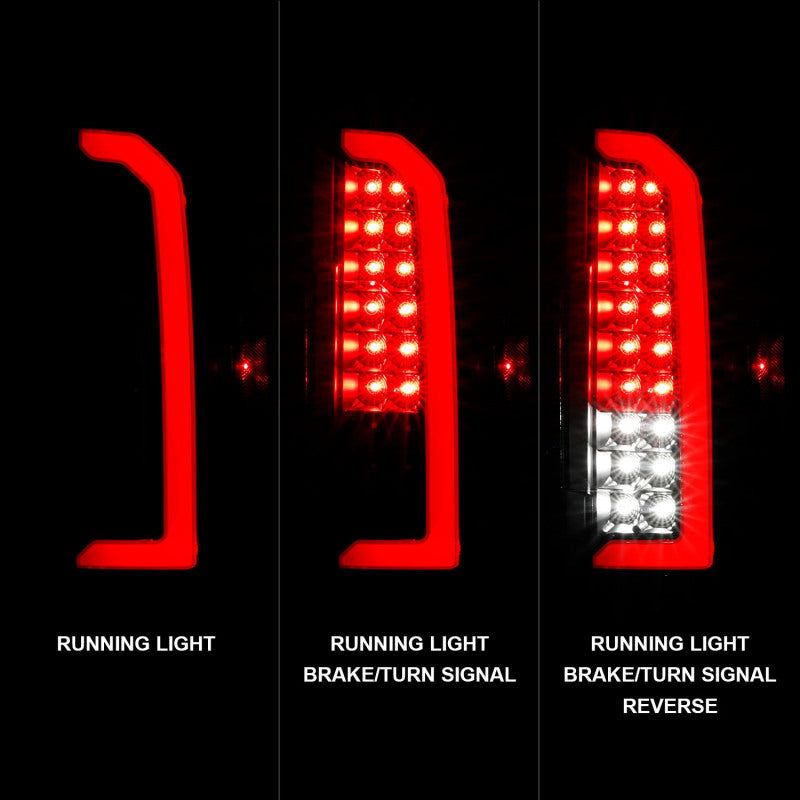 ANZO 311432 15-21 Chevrolet Colorado Full LED Tail Lights w/ Red Lightbar Black Housing Clear Lens