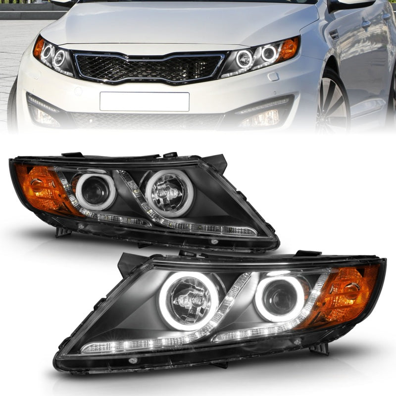 ANZO 121460 2011-2013 Kia Optima Projector Headlights w/ Halo Black (CCFL)